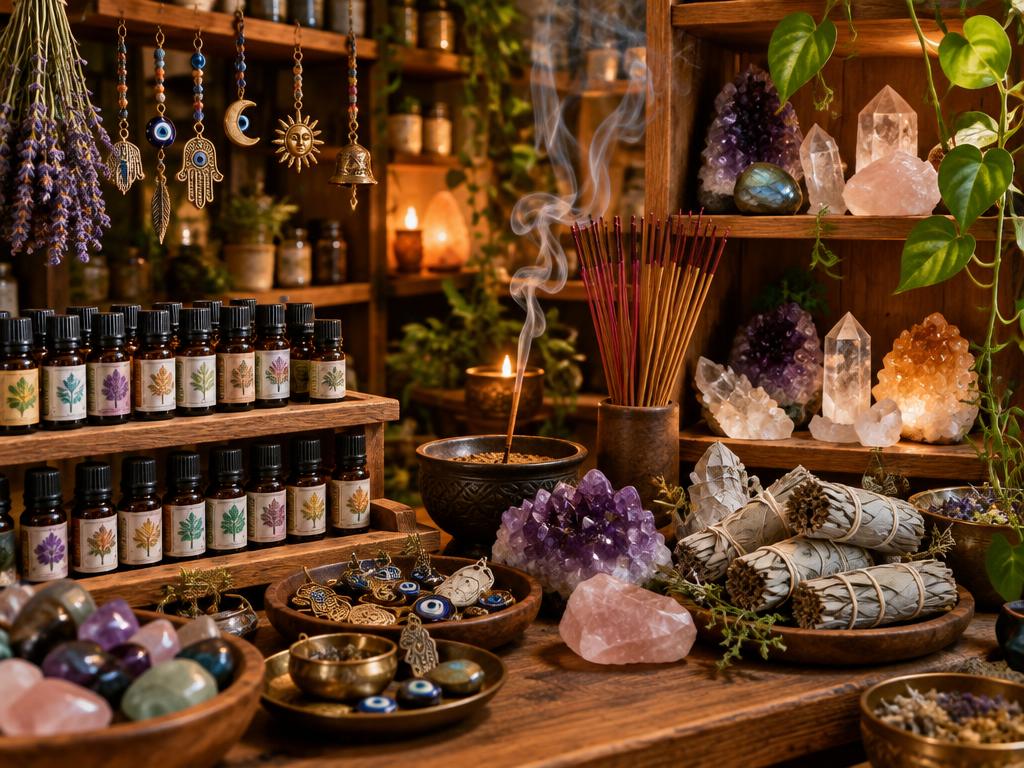Oils, incense, lucky charms and crystals at Psychic Fatima's botanical shop
